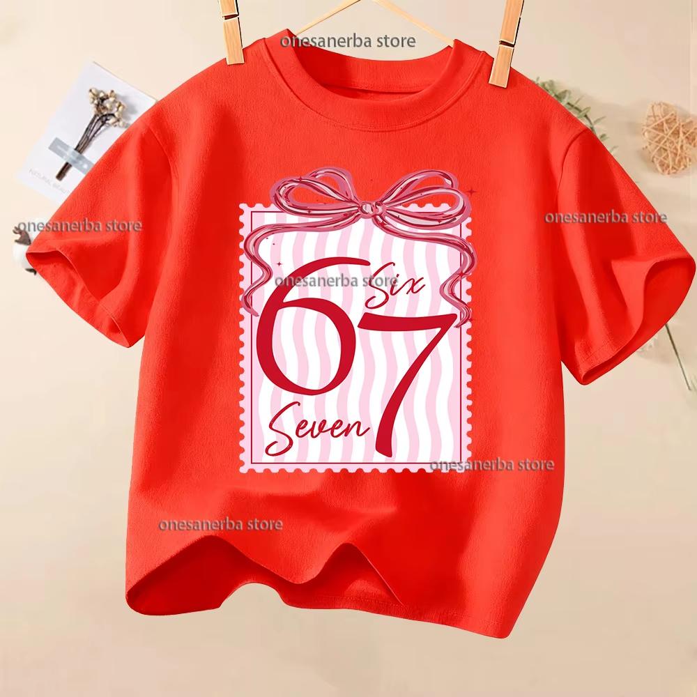 Kids Christmas SIX SEVEN Number 67 Graphic TShirt Soft Cotton Holiday Wear for Boys Girlsdf0097