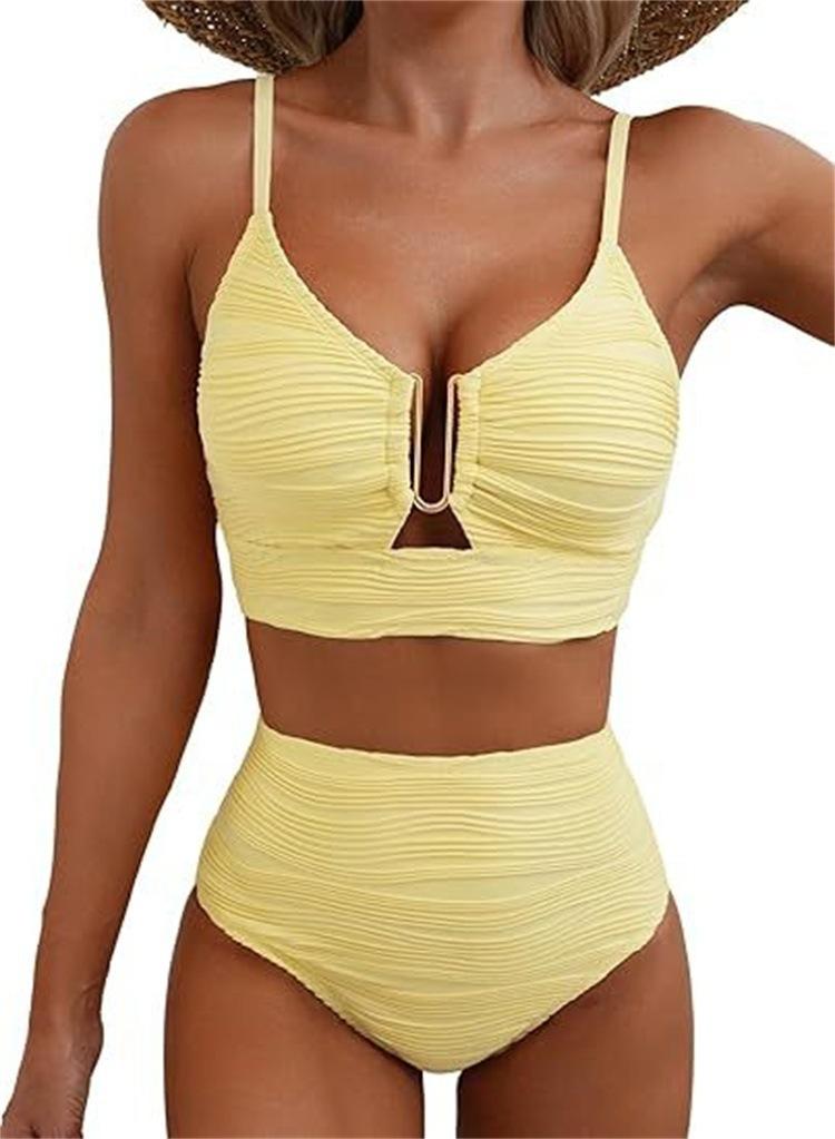 1Set Solid-color sexy gathered bikini swimsuit for women for beach wear