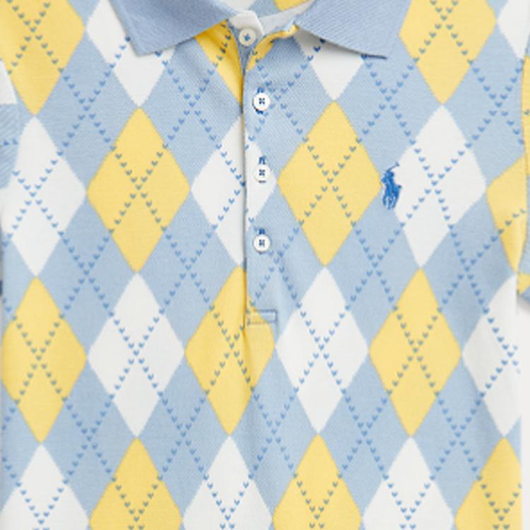Polo Ralph Lauren Polo Dress Ss24 Diamond Pattern Polo Collar Short Sleeve Kids Dresses Blue CWPODRSG3D20823-400