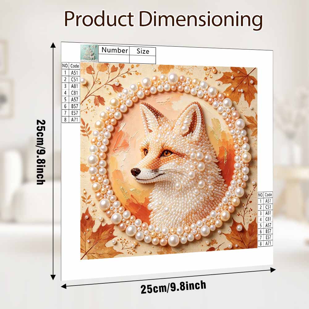 Pearl painting kit DIY fox animal artwork. home or office wall decoration