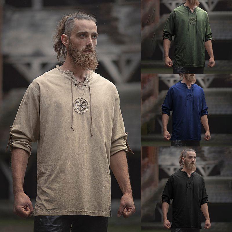 Medieval Men's Tops Vintage Ancient Viking Long Sleeve Retro Cosplay T-shirt For All Occasions