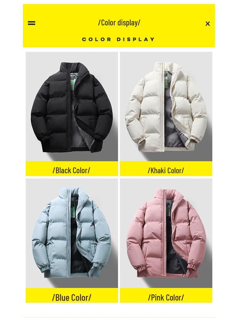 Men's Trendy Winter Stand Collar Cotton Jacket - Thick, Warm, and Comfortable Long Sleeve Sports Jacket