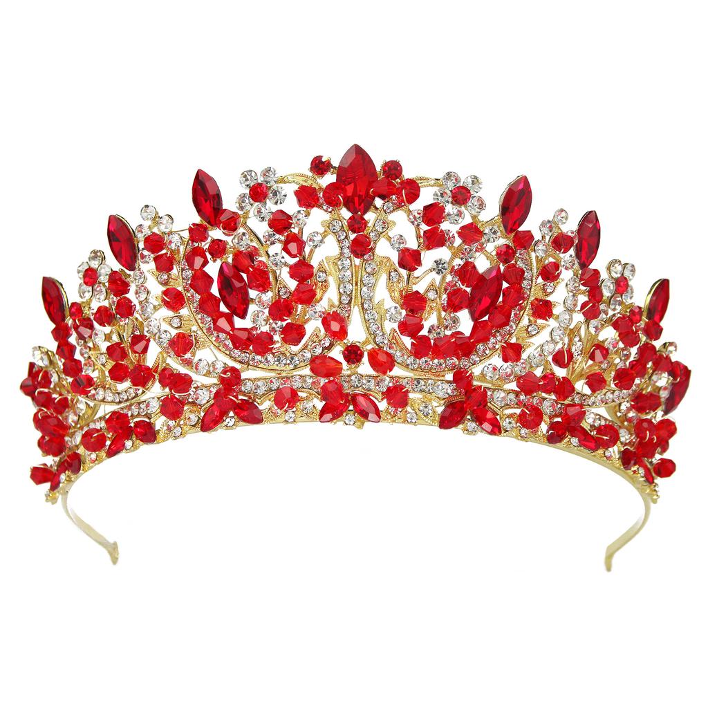 Elegant European and American Multi Color Alloy Crystal Wedding Headdress Bridal Crown