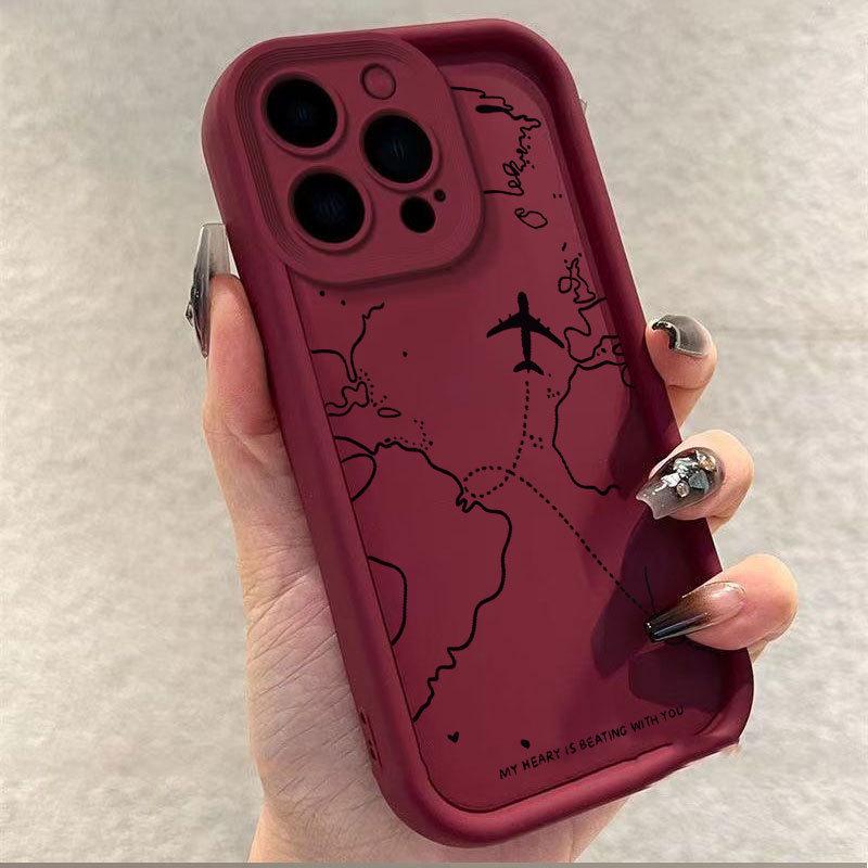 Airplane Map Apple iPhone Case: Compatible with 13, 14, 15 Pro, 16 Pro Max, and 17 for full coverage.