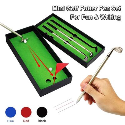 Schwarz/Rot/Blau Tinte Golf-förmig Golfschläger Geschenk Neutraler Stift Gelstift Golf Putter Stift Set Kugelschreiber