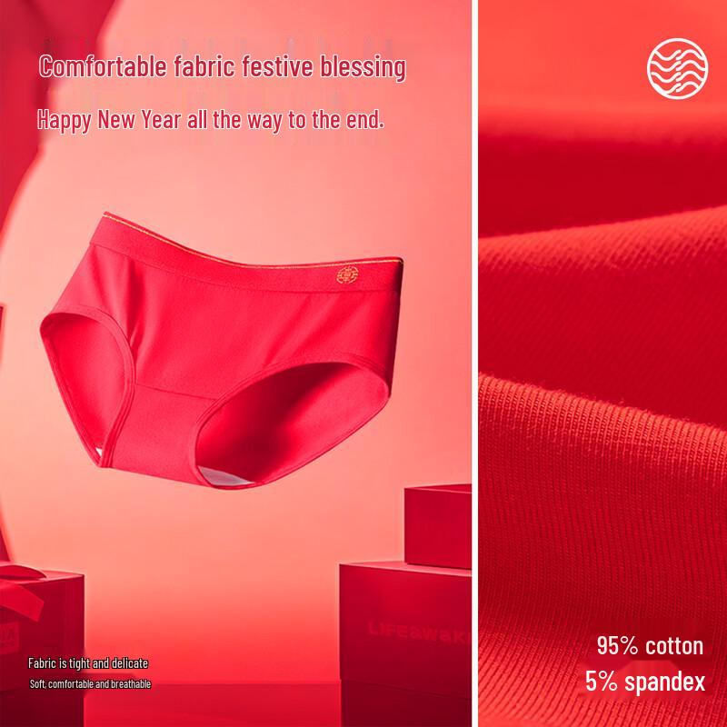 Hailan Home Women's Red Cotton Antibacterial Briefs (3-Pack)