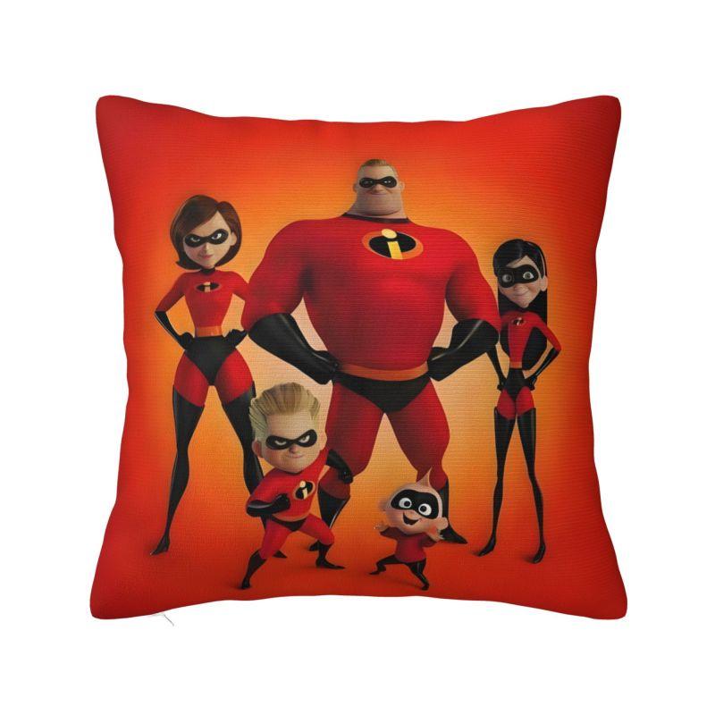 Nordic Style Animation The Incredibles Cushion Cover Polyester Superhero Comedy Throw Pillow Case for Car Square Pillowcase