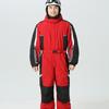 Unisex One-Piece Hooded Ski Suit - Solid Color, Warm Jacket & Pants