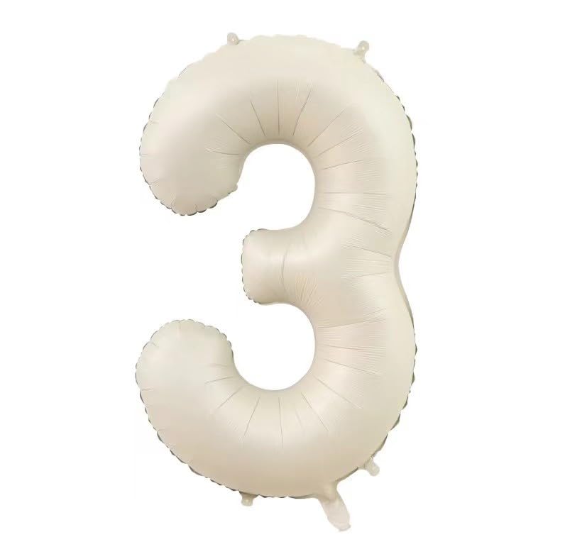 

Number Balloon 32-inch 70cm Cream Beige Balloon with Straw Birthday Photoshoot Party Celebration Anniversary Home Studio Muted Color Set of 3