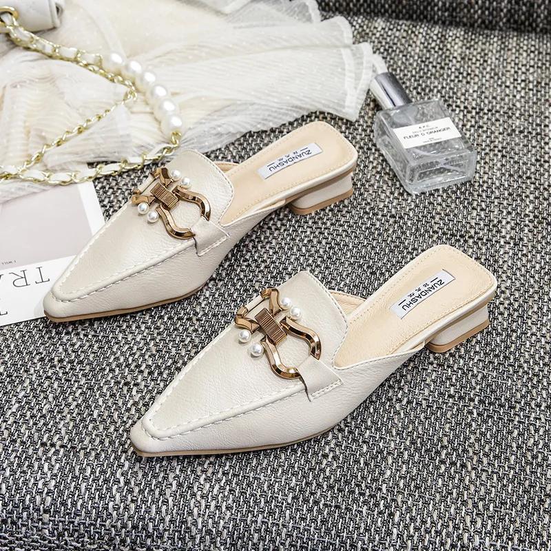 New Women Shoes Fashion Slipper Pointed Toe Slide Girl Street Designer Heels Mules Shoes
