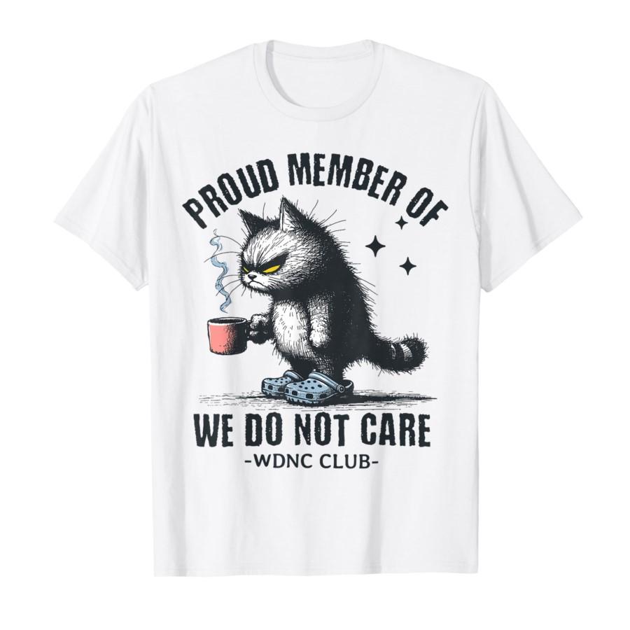 Divertida ironía camiseta de Black Cat Meme we not Care Club wdnc camiseta de Mujer CAT S
