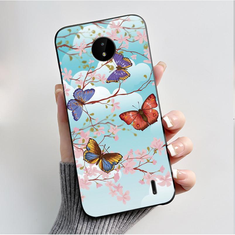 For Nokia C10 C20 C20 Plus Phone Case Luxury Fashion Butterfly Flowers Black Soft TPU Full Protective Cover For NokiaC10 Casing