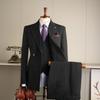 Men's Slim Fit Double-Breasted British Style Suit Set - Business Casual & Formal Wear for Weddings and Grooms