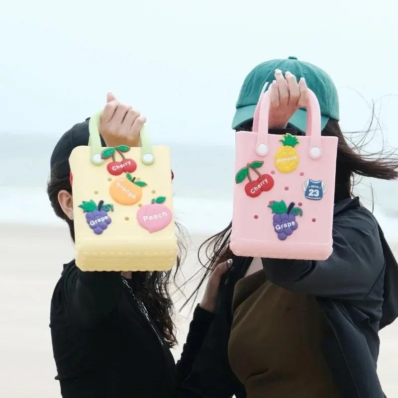 Charms Beach Bag Rubber Waterproof Female Shoulder Handbag Crossbody Messenger Travel Pool Women Tote Sac Bag Gift