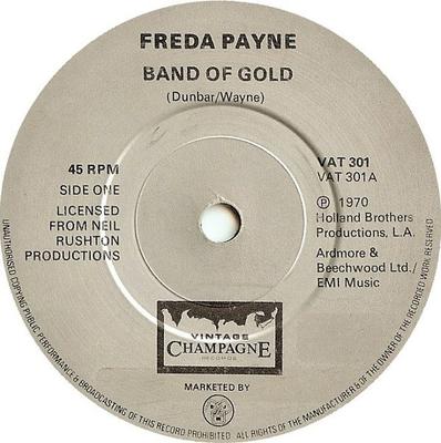 7inch Record FREDA PAYNE - Band Of Gold VAT301 Vintage Champag 1981 UK Soul/Funk Used