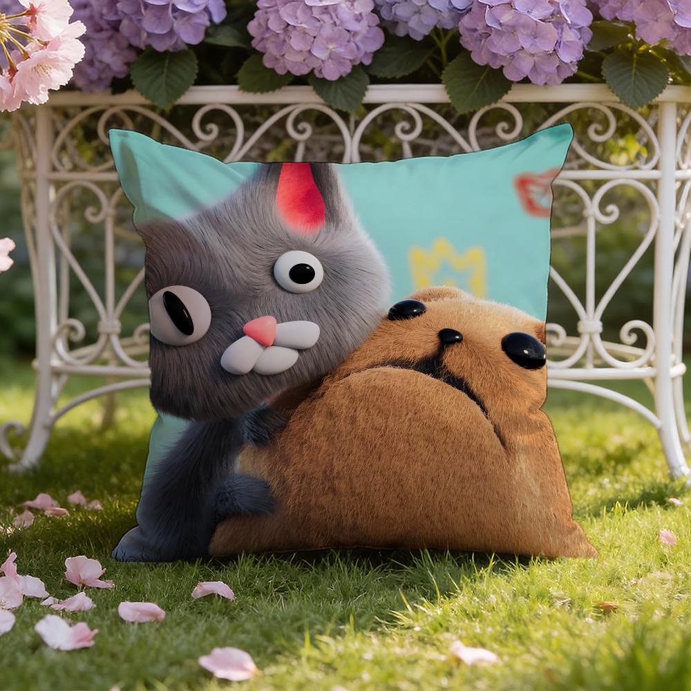 Anime Cute N-Noodle and B-Bun Cushion Cover Home & Car Dual-Scene Pillow Cover: Reversible for Premium Comfort