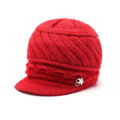 Hat Winter Knitted Hat Outdoor Cold-proof Plush Thick Warm Female Old Lady Duck Tongue Wool Hat
