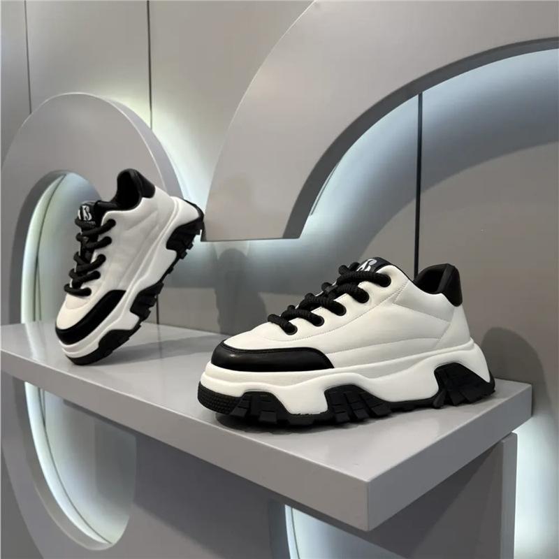 Popular Round Head Light Luxury Soft Sole Leather Surface Low Top Comfortable Dad Shoes Bjd