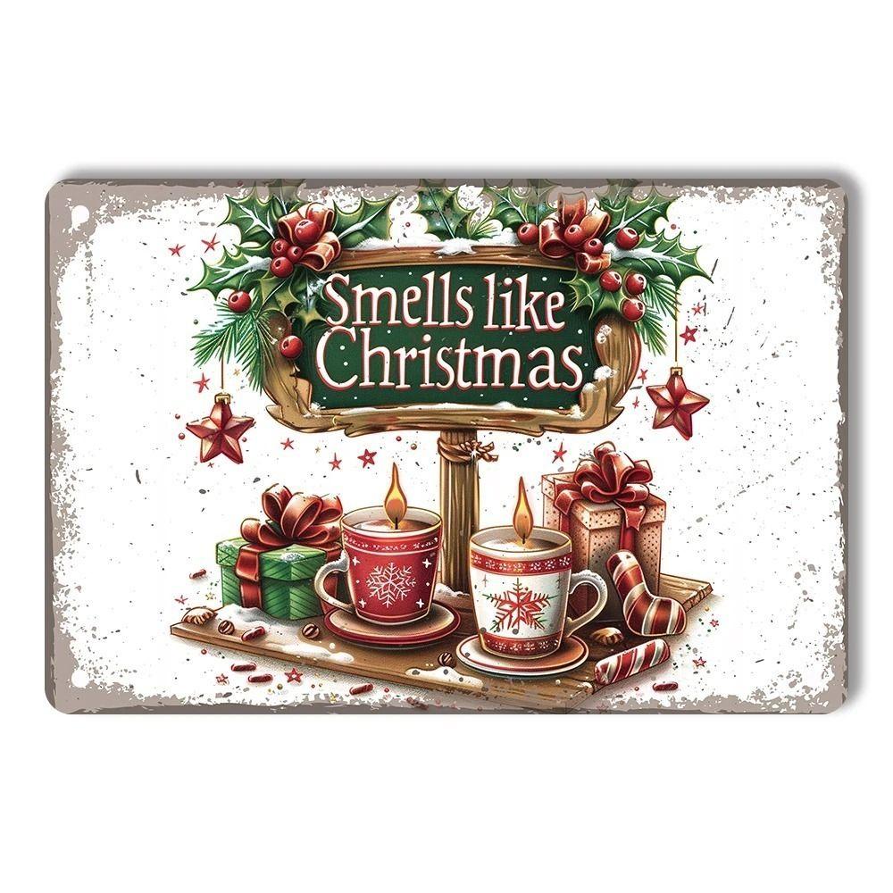 Vintage Christmas Metal Tin Sign Home Festive Wall Decor