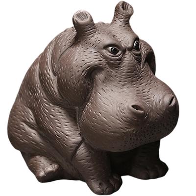 Elegant Zisha Teaware Accent Natural Mineral Clay Teas Companion Handmade Clay Hippos Figurine Ornament