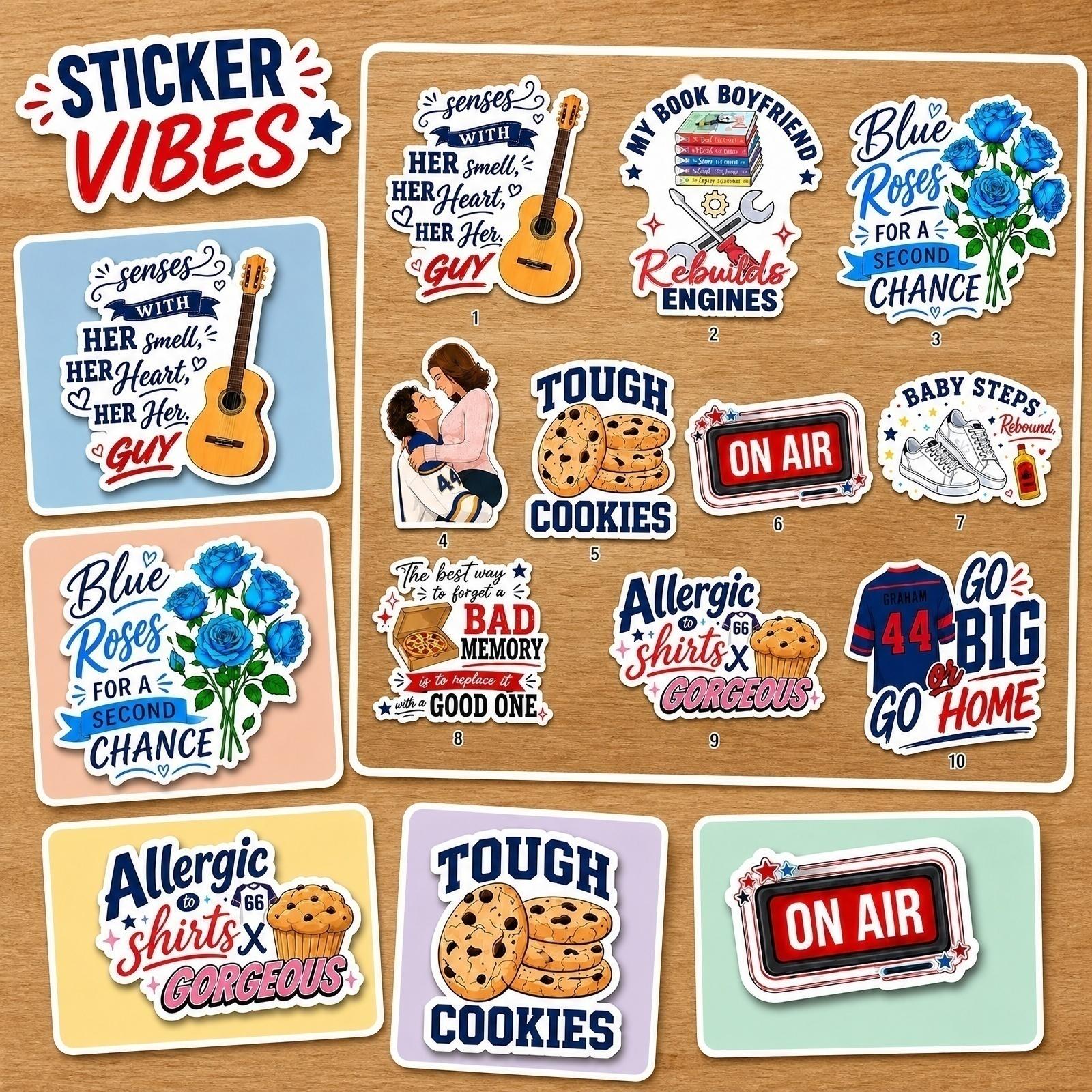 10pcs Assorted Vinyl Stickers Set Durable Waterproof Decals for Laptop Water Bottle Car Scrapbook and More One Size