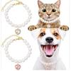 Pet pearl necklace, heart, crystal pendant, cat collar, puppy, teddy bear, cute neck decoration, cat gift, dog gift