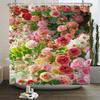 Romantic Rose Garden Print Water-resistant Shower Curtain with Lush Floral Design for Romantic and Serene Bathroom Decor