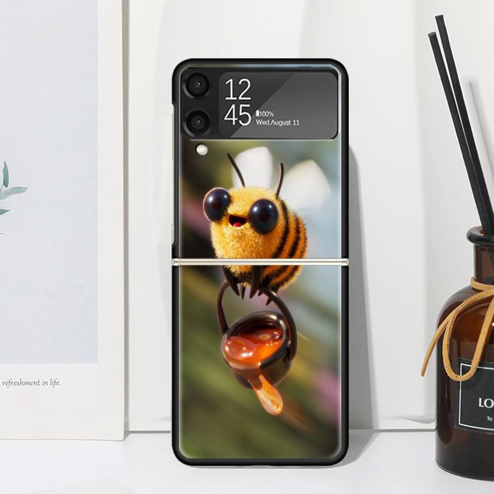 Bee Keeping Honey Animal Phone Case Cover for Samsung Galaxy Z Flip 7 6 5 4 3 5G Flip3 Flip4 Flip5 ZFlip6 ZFlip7 Black Fundas Cl