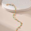 Gold Plated Double Layer Turquoise Color Seed Bead Bracelet With Extension Chain