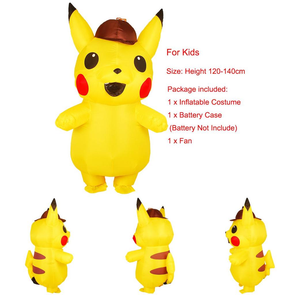 Vielseitiges aufblasbares Kostüm Detektiv Pikachu für Kinder und Erwachsene mit zeitlosem Charme für jeden Anlass