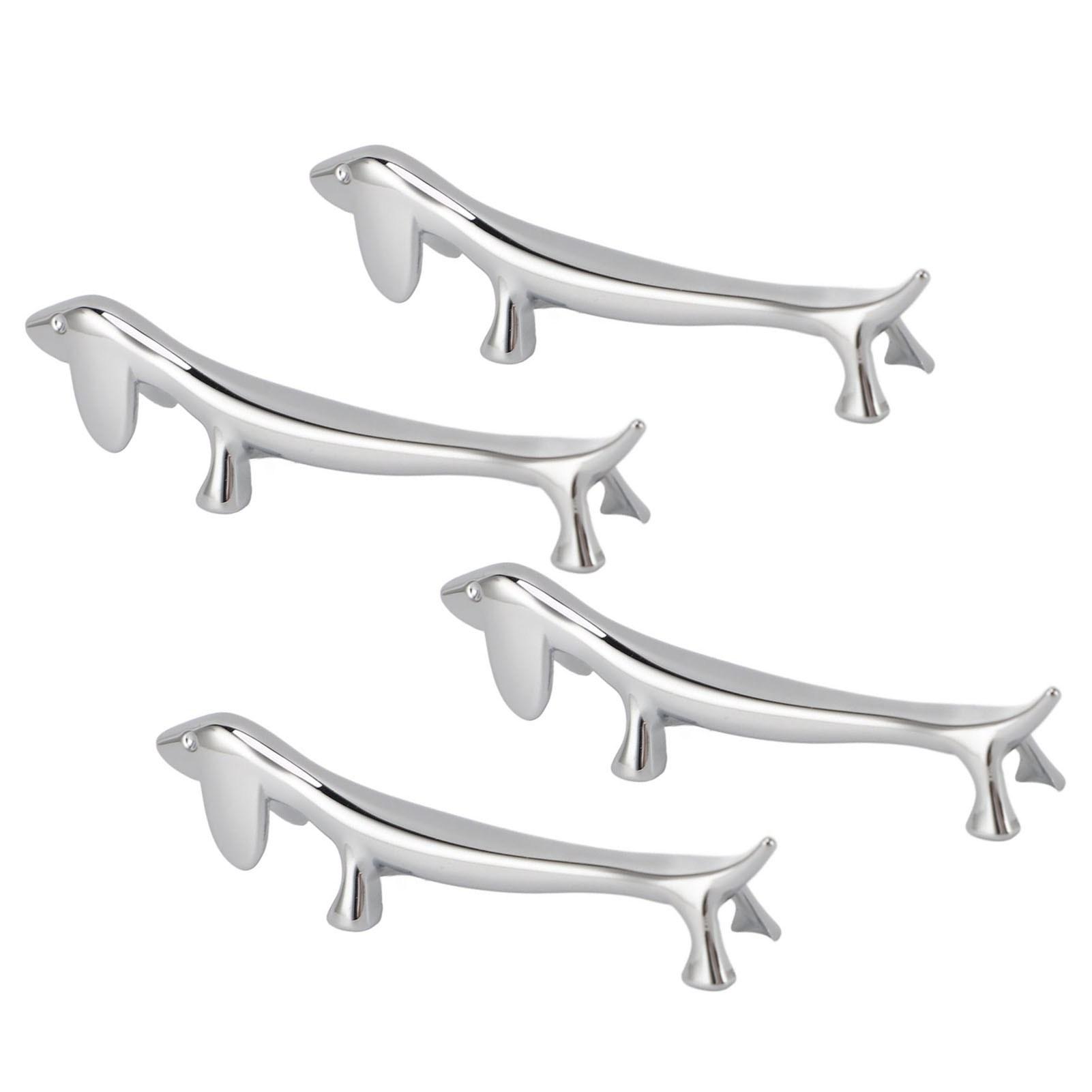 

4PCS Cutlery Rest Silver Chopstick Stand Electroplated Polished Zinc Alloy Animal Shape Versatile Holder Rack for Fork Spoon
