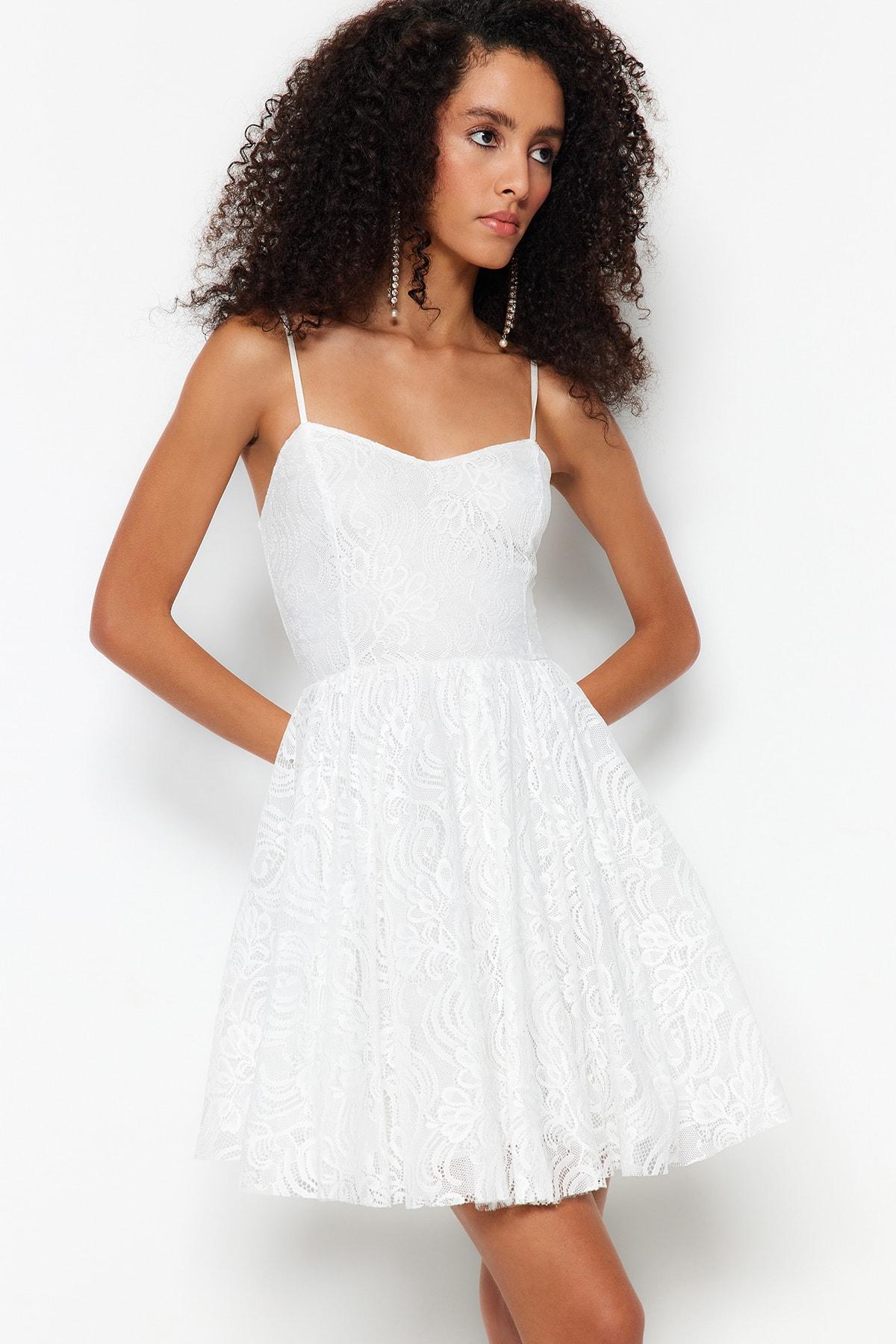 

Экрю Элегантное вечернее платье с открытой талией / Кружево на фигурной подкладке Свадебное / Свадебное вечернее платье TPRSS23EL00525..