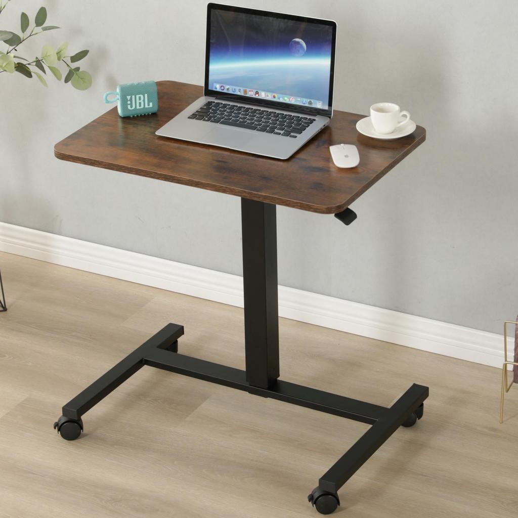 Pneumatic Height Adjustable Sit-Stand Mobile Desk, White