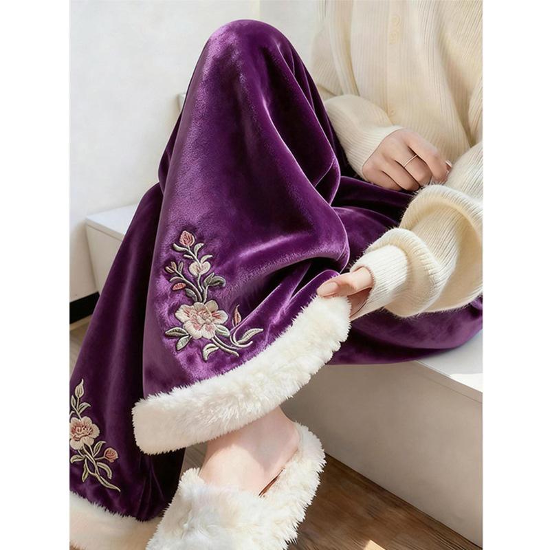 

New Chinese Style Golden Velvet Floral Women s Winter Slimming Casual with Frayed Edges (2025) S (suggested for 75-90 lbs) королівський фіолетовий колір