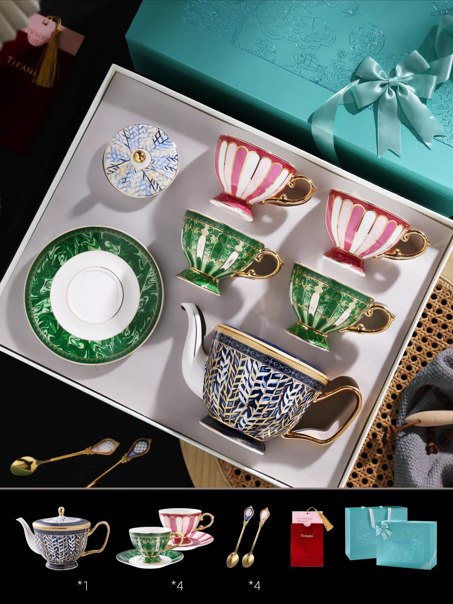 

1 Set Afternoon Tea Set Teaware French Ceramic Coffee Cup Gift Box Set Housewarming Wedding Gift Household Goods