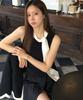 LUCIR ZU Scarf Neck Ribbed Tank (Black)