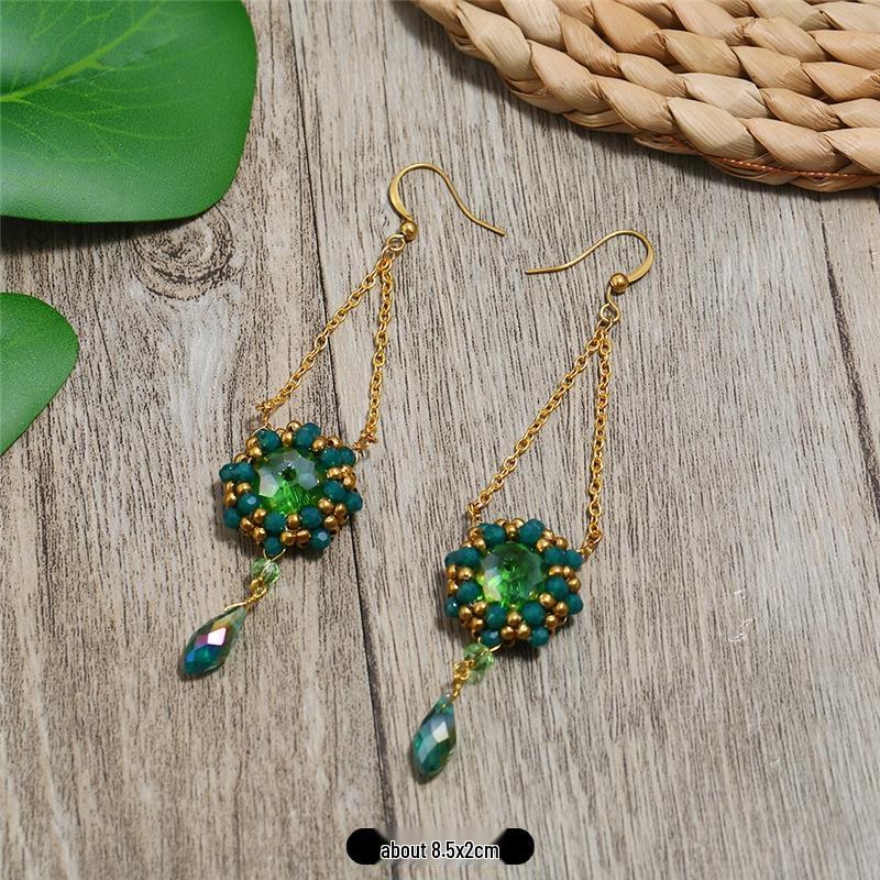 Bohemian Ethnic Dangle Earrings - Women's Hand-Woven Vintage Holiday Long Earrings