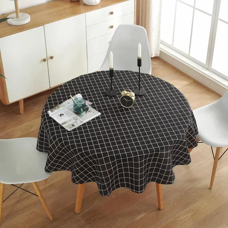 Diameter 120/150cm Nordic Round Tablecloth Cotton Linen Washable Hotel Banquet Table Cloth Wedding Party Christmas Table Cover