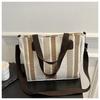 Large Capacity Striped Canvas Tote Bag Autumn Winter 2023 New Street Style Casual Shoulder Crossbody Bag