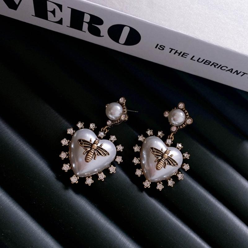 Heart Baroque Freshwater Pearl Pendant Earrings For Women Hyperbole Personality Animal Bee Earrings Party Jewelry