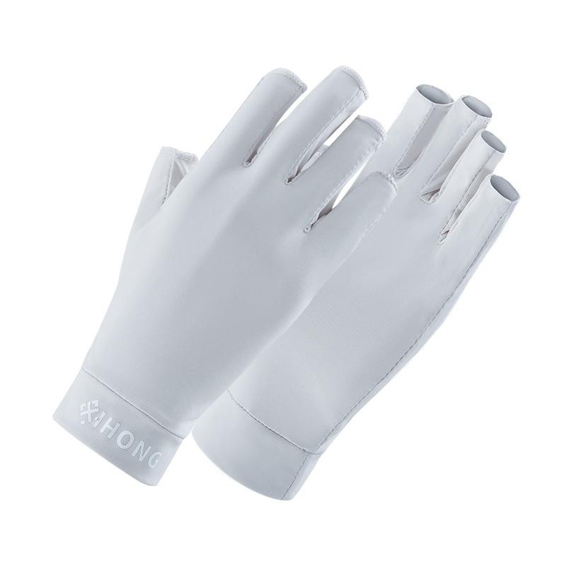 Comfortable Sun Protection Gloves for Girls, Anti Baking Black Ice Silk Cotton Half Finger Exposed Gloves, Summer Ice Sensation