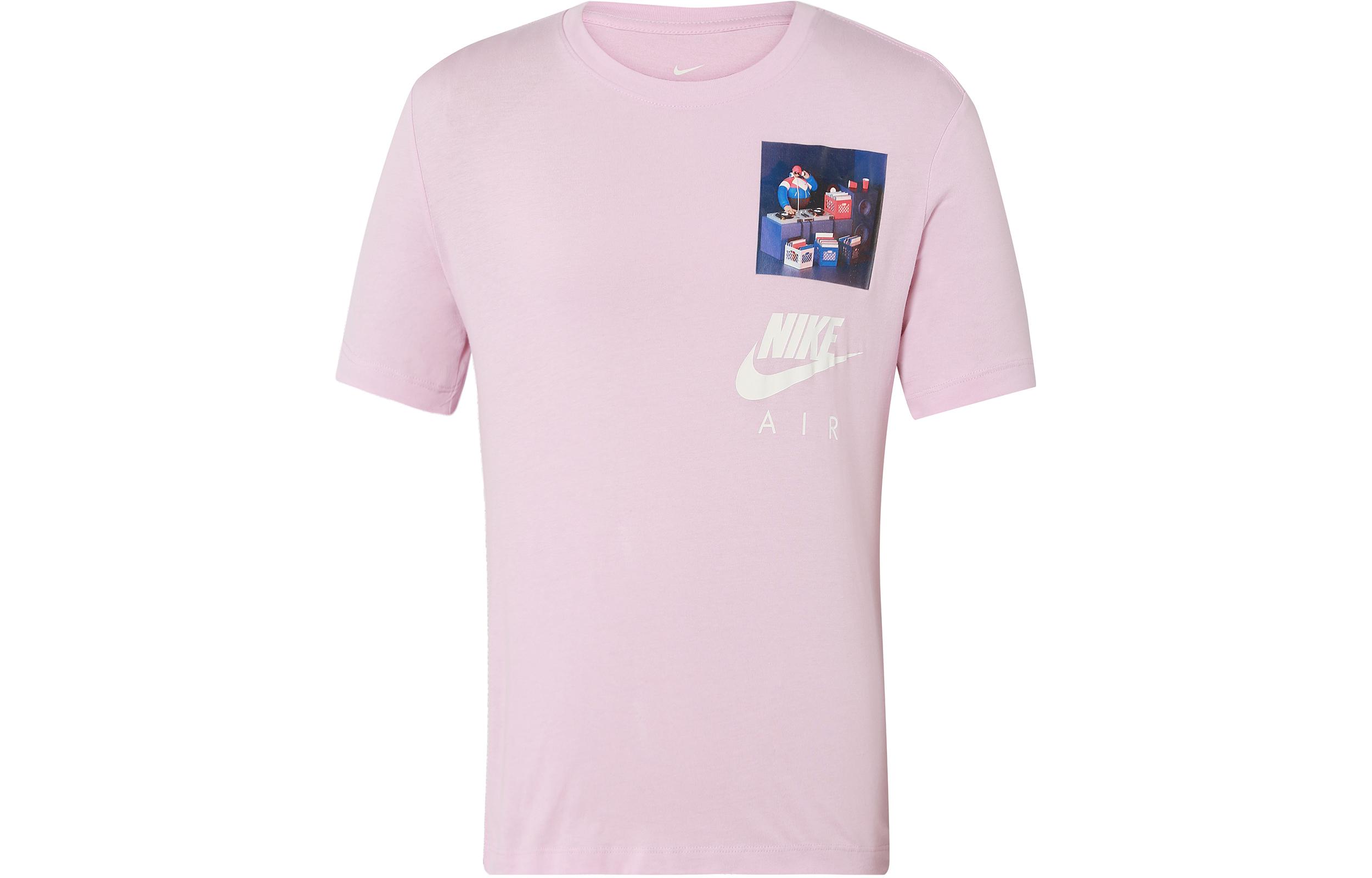 Nike T Shirts Men s Pink Crew Neck Moderate Straight Fit CW0414-676 XL