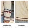 Women's Fair Isle Knit Cardigan - Autumn/Winter Soft Fluffy Sweater with Round Neck