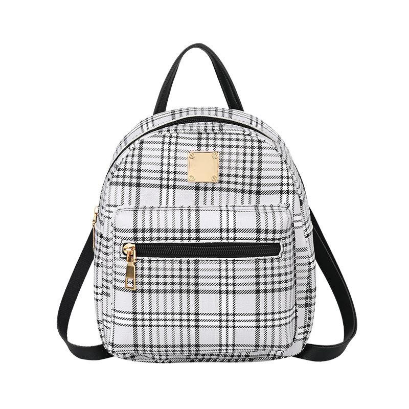 Women's bag new trend fashion plaid printing backpack multi-functional small backpack women's oblique span bag
