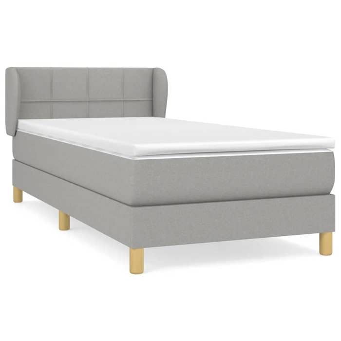 Maison Exclusive - Slatted Bed Base with Mattress Light Grey 90x200 Cm Fabric