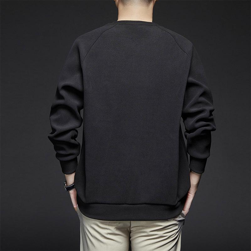 Men's German Fleece Unisex Sweatshirt - Solid Color, Round Neck, Autumn/Winter Collection