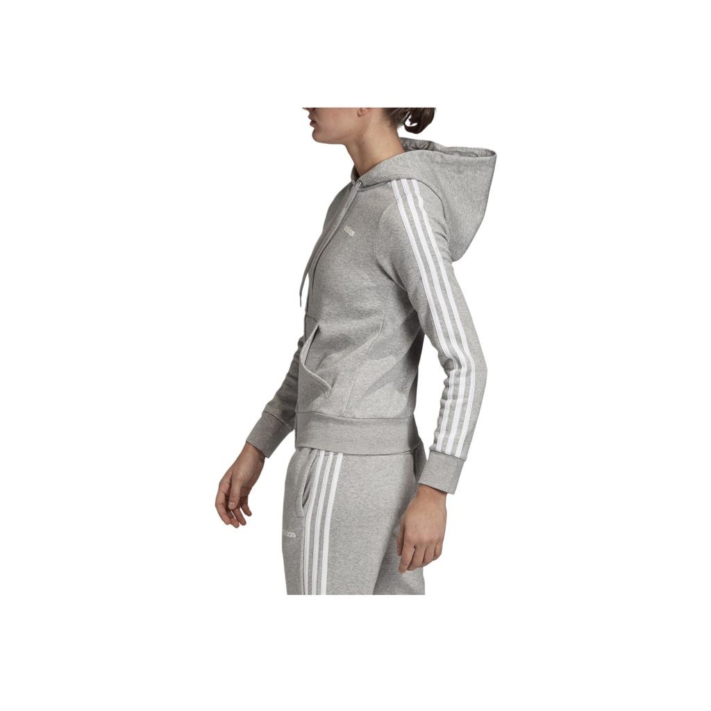 Adidas Striped Sleeve Slim Fit Hoodie With Zipper Women Hoodies Grey EI0683