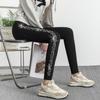 Shiny Rhinestone Side Stripe Modal Leggings - High Elasticity Yoga Pants for Women.