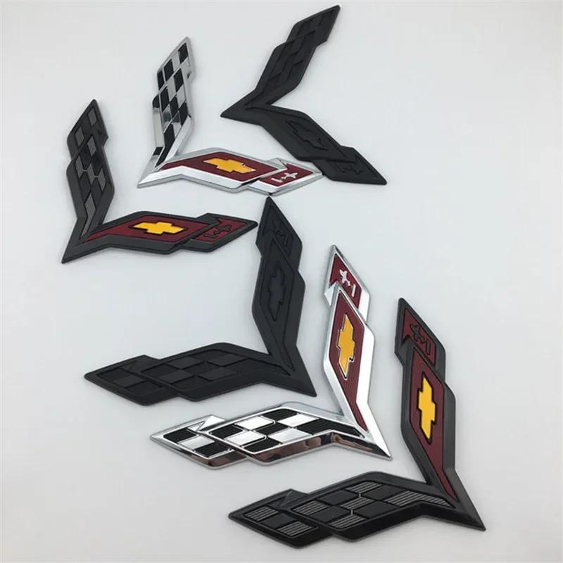2pcs ABS Car Front Emblem Rear Trunk Badge Sticker for Chevrolet Corvette Logo Aveo Cruze Malibu Captiva Trax Niva Captiva