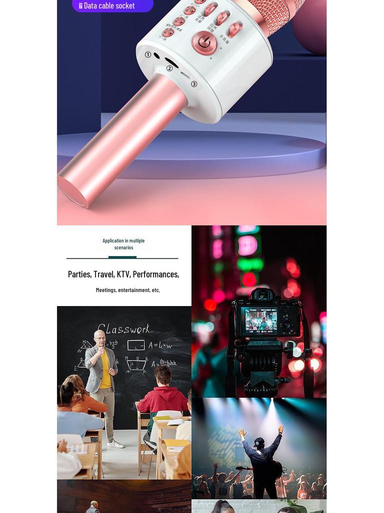 Wireless Bluetooth Microphone & Speaker for Home KTV and Mobile Singing